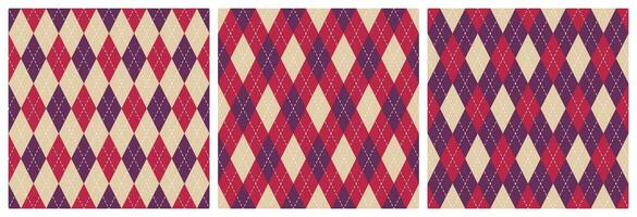 Seamless argyle pattern background. Trend color of the year 2023 Viva Magenta. Design texture elements for fabric, tile, banner, template, card, cover, poster, backdrop, wall. Vector illustration.