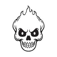 cráneo con fuego mano dibujado ilustraciones para el diseño de ropa, pegatinas, tatuaje etc vector