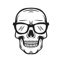 Skull with glasses hand drawn illustrations for the design of clothes, stickers, tattoo etc vector