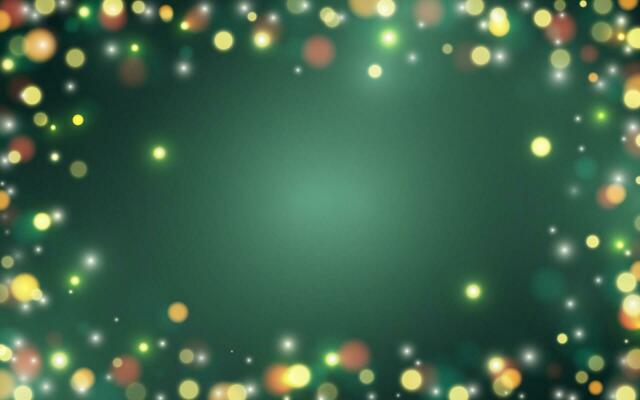 Christmas pine forest foliage vector backgrounds. Green garden trees wedding invitation. Bokeh lights art.