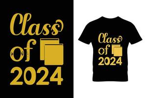 Class of 2024 typography t-shirt design template. Vector illustrations.