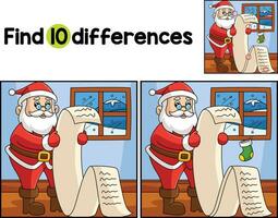 Christmas Santa Claus List Find The Differences vector