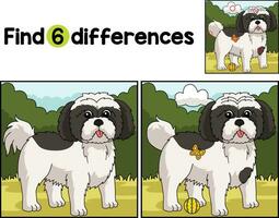 Shih Tzu Dog Find The Differences vector