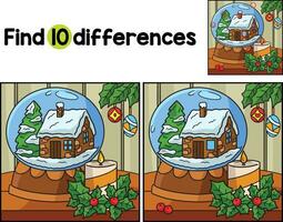 Christmas Snow Globe Find The Differences vector