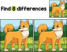 Shiba Inu Dog Find The Differences vector