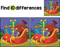 Christmas Sleigh Find The Differences vector