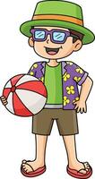 Boy in a Summer Outfit Cartoon Colored Clipart vector