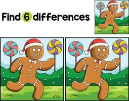 Christmas Ginger Bread Man Find The Differences vector