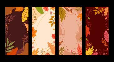 Flat design abstract autumn card template collection vector