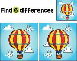 Hot Air Balloon Vehicle Find The Differences vector