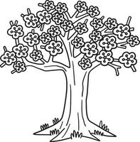 Sakura Tree Isolated Coloring Page for Kids vector