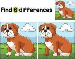 Bulldog Dog Find The Differences vector