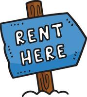 Rent Here Signs Cartoon Colored Clipart vector