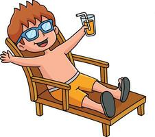 Boy Relaxing Cartoon Colored Clipart Illustration vector