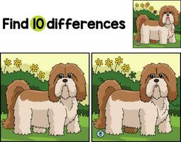 Lhasa Apso Dog Find The Differences vector