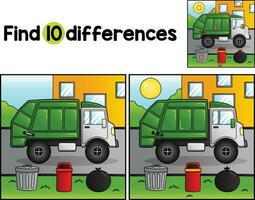 Garbage Truck Vehicle Find The Differences vector