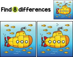 Submarine Vehicle Find The Differences vector