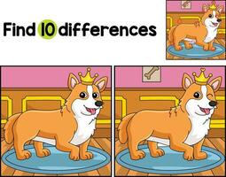 Corgi Dog Find The Differences vector