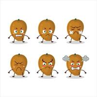 Zapote cartoon character with various angry expressions vector