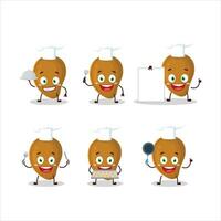 Cartoon character of zapote with various chef emoticons vector