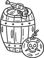 Pirate Bomb, Gun, and Barrel Isolated Coloring vector