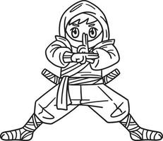 ninja aislado colorante página para niños vector