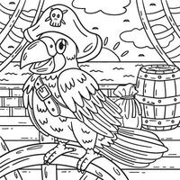 Pirate Parrot Coloring Page for Kids vector