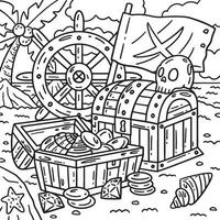 Pirate Chests with X Flag Coloring Page for Kids vector
