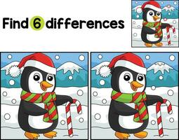 Christmas Santa Penguin Find The Differences vector