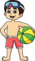 Boy in a Swimsuit Outfit Cartoon Colored Clipart vector
