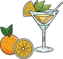 Orange Cocktail Cartoon Colored Clipart vector