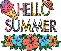 Hello Summer Cartoon Colored Clipart Illustration vector