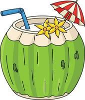Coconut Drink Cartoon Colored Clipart Illustration vector