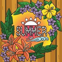 Summer with Flower Colored Cartoon Illustration vector