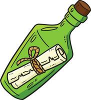 Message in a Bottle Cartoon Colored Clipart vector