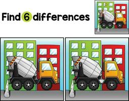 Concrete Mixer Vehicle Find The Differences vector