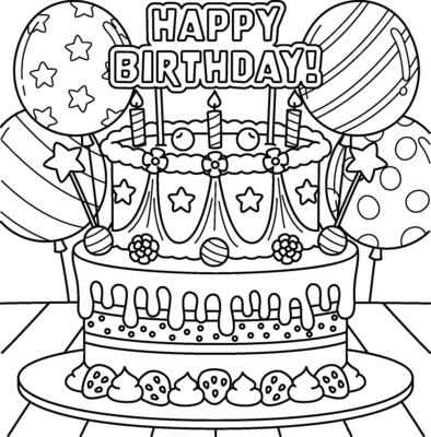 Happy Birthday Coloring Vector Art, Icons, and Graphics for Free Download