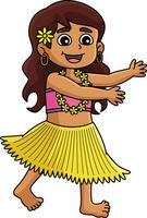 Girl doing the Hawaiian Dance Summer Clipart vector