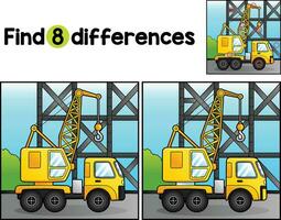 Crane Cartoon Vehicle Find The Differences vector