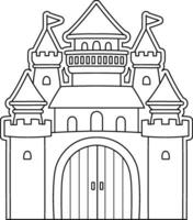 Castle Isolated Coloring Page for Kids vector