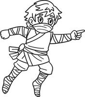 Ninja Isolated Coloring Page for Kids vector