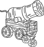 Pirate Cannon Isolated Coloring Page for Kids vector