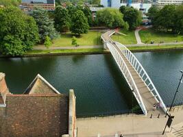 High Angle View of Beautiful and Historical Central Bedford City of England UK. Image Was Captured on May 28th, 2023 with Drone's Camera photo