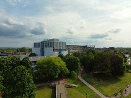 High Angle View of Beautiful and Historical Central Bedford City of England UK. Image Was Captured on May 28th, 2023 with Drone's Camera photo