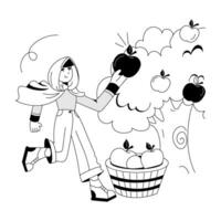 Trendy Apple Picking vector