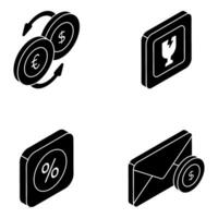 Pack of Buying Solid Icons vector