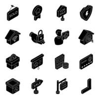 Pack of Property and Tools Solid Icons vector