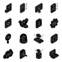 Pack of Intelligence Solid Icons vector