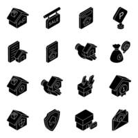 Pack of Property solid Icons vector