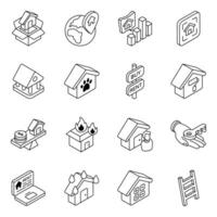 Pack of Property and Building Linear Icons vector